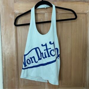 Von Dutch Baby Blue Logo Halter Tank Top Size Large New with tags 90’s style